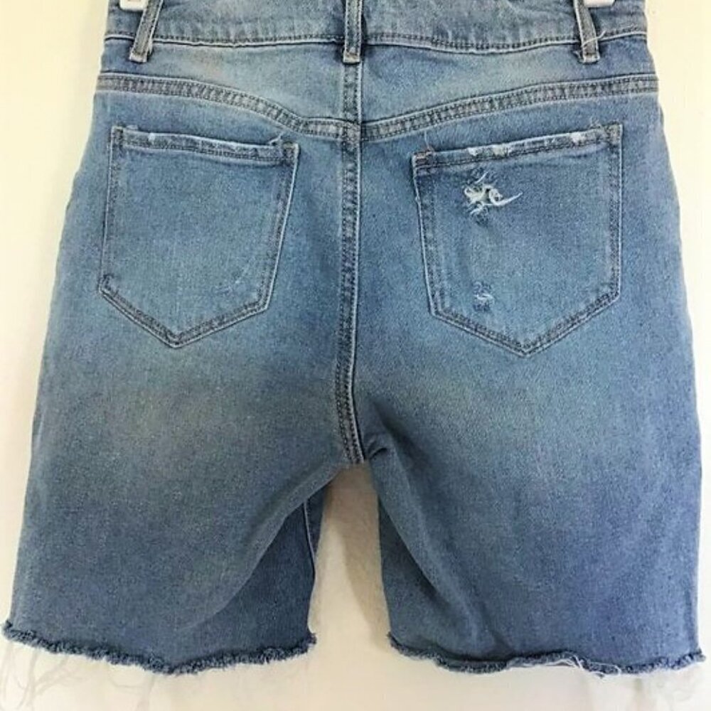 BERMUDA BOYFRIEND DISTRESSED DENIM SHORTS - Picture 4 of 6